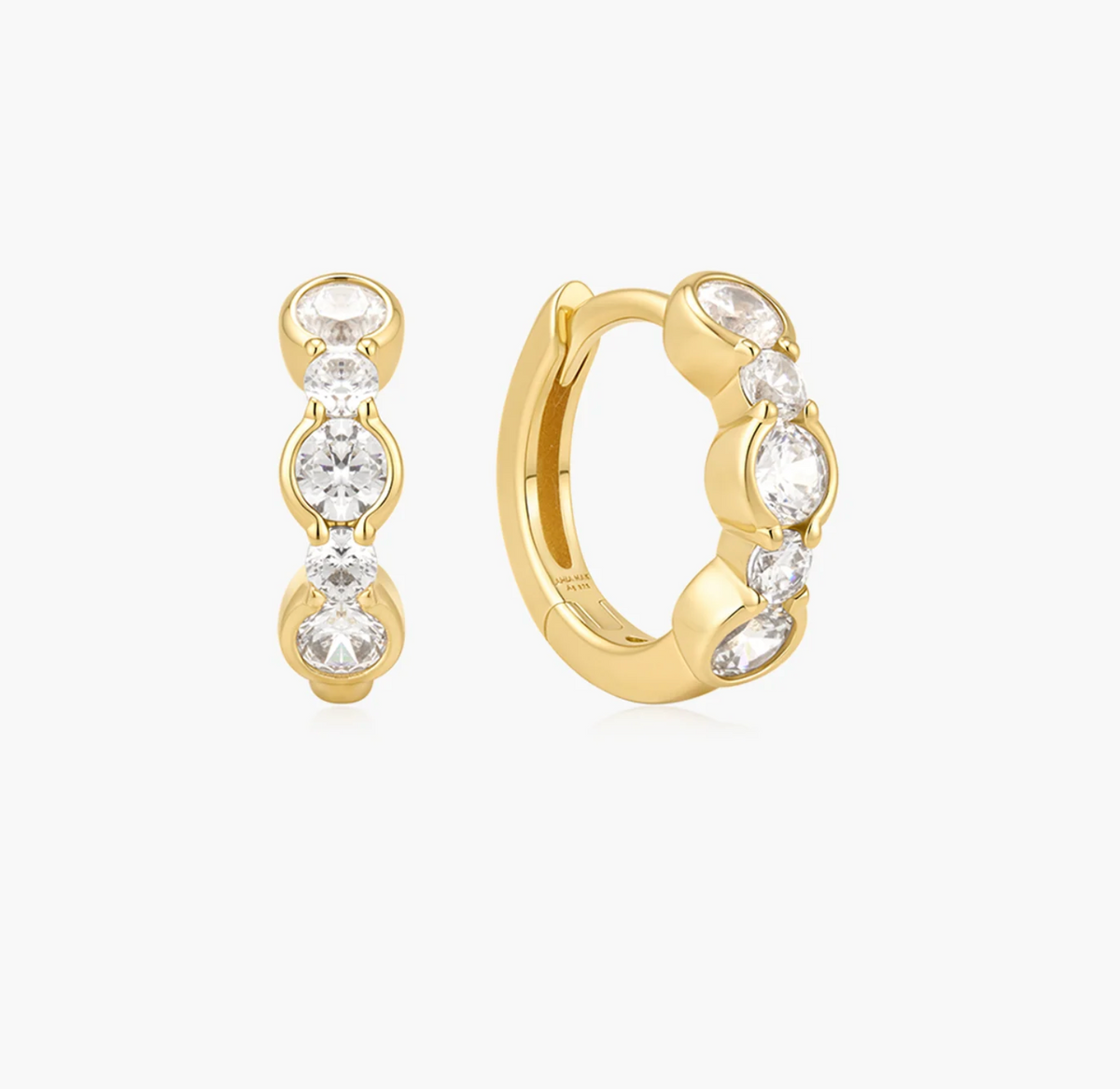 ANIA HAIE ALTERNATING HALF-BEZEL HUGGIE HOOP EARRINGS