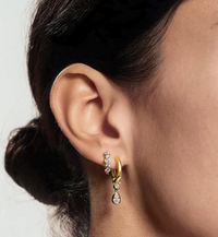 ANIA HAIE ALTERNATING HALF-BEZEL HUGGIE HOOP EARRINGS