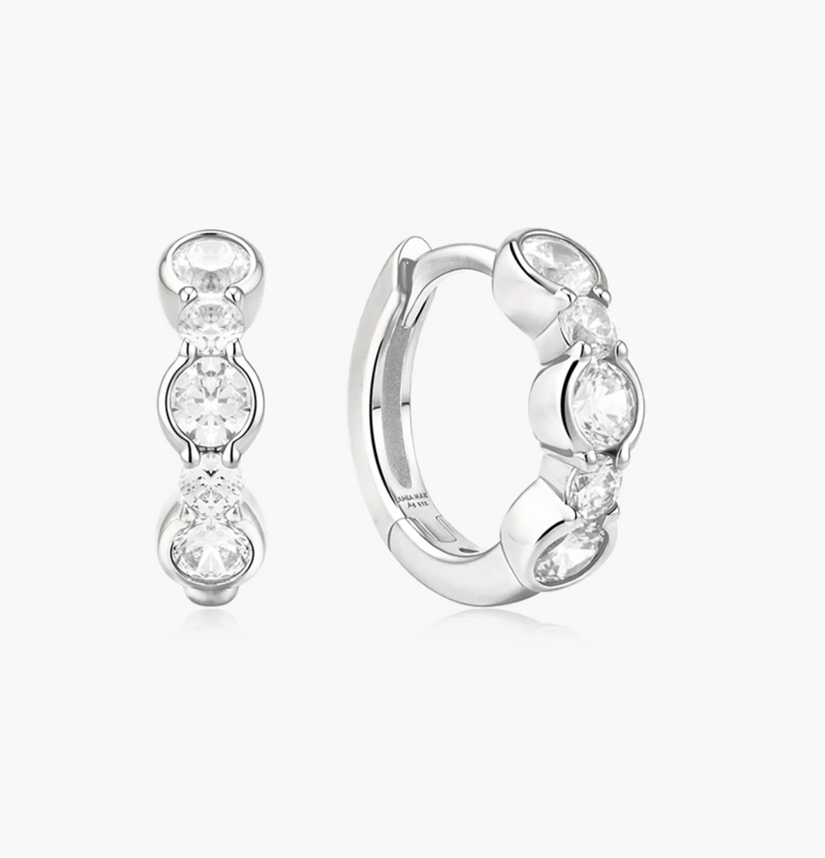 ANIA HAIE ALTERNATING HALF-BEZEL HUGGIE HOOP EARRINGS