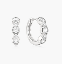 ANIA HAIE ALTERNATING HALF-BEZEL HUGGIE HOOP EARRINGS