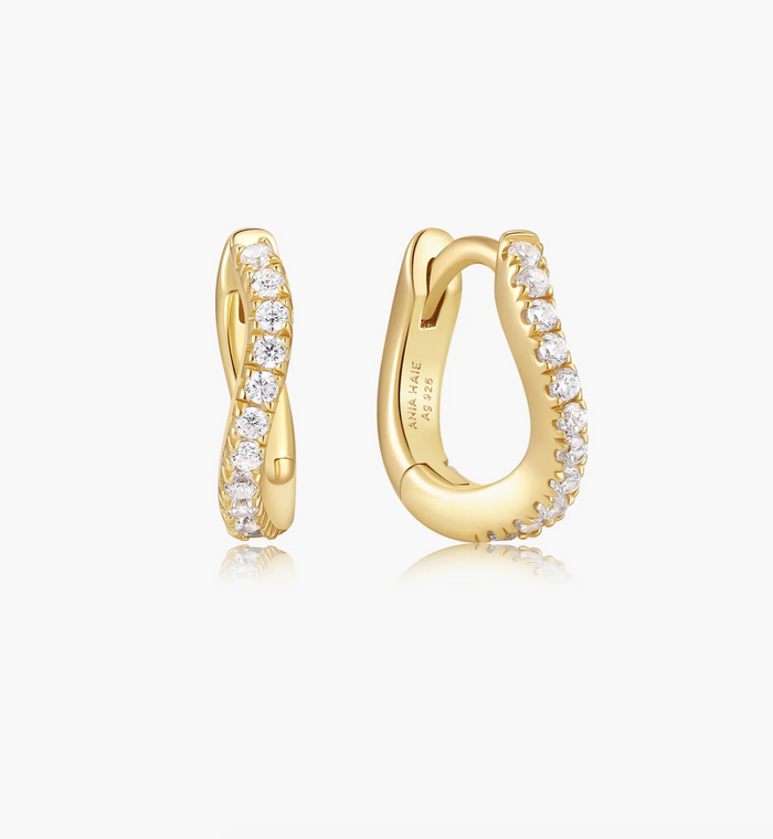 ANIA HAIE SLIM PAVÉ HUGGIE HOOP EARRINGS