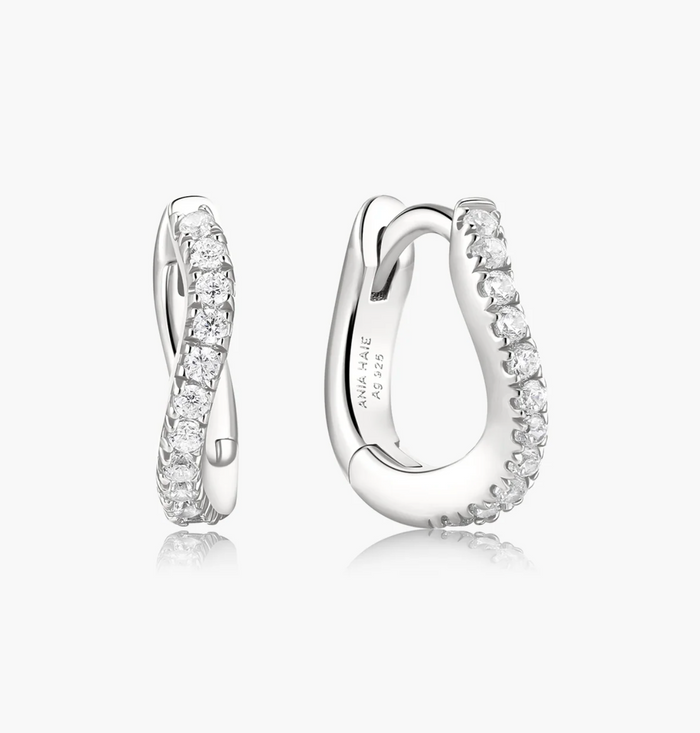 ANIA HAIE SLIM PAVÉ HUGGIE HOOP EARRINGS