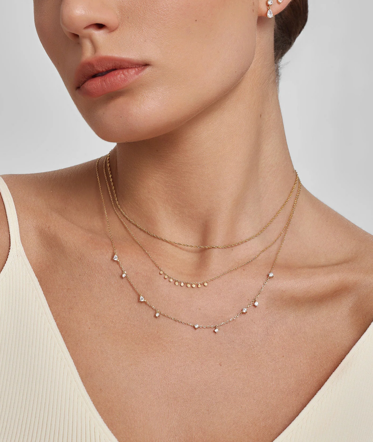 ANIA HAIE PGOLD DANGLING DISC STATION NECKLACE