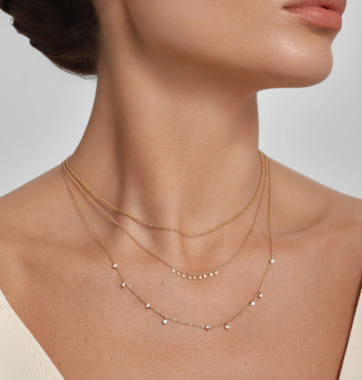 ANIA HAIE PGOLD DANGLING DISC STATION NECKLACE
