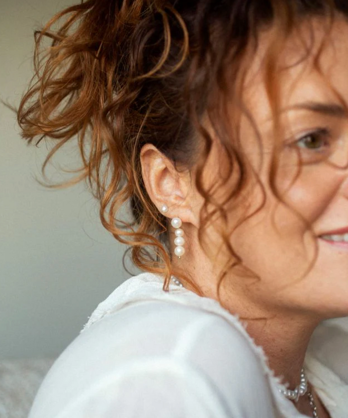 CLAUDIA BRADBY COCO ABACUS PEARL DROP EARRINGS