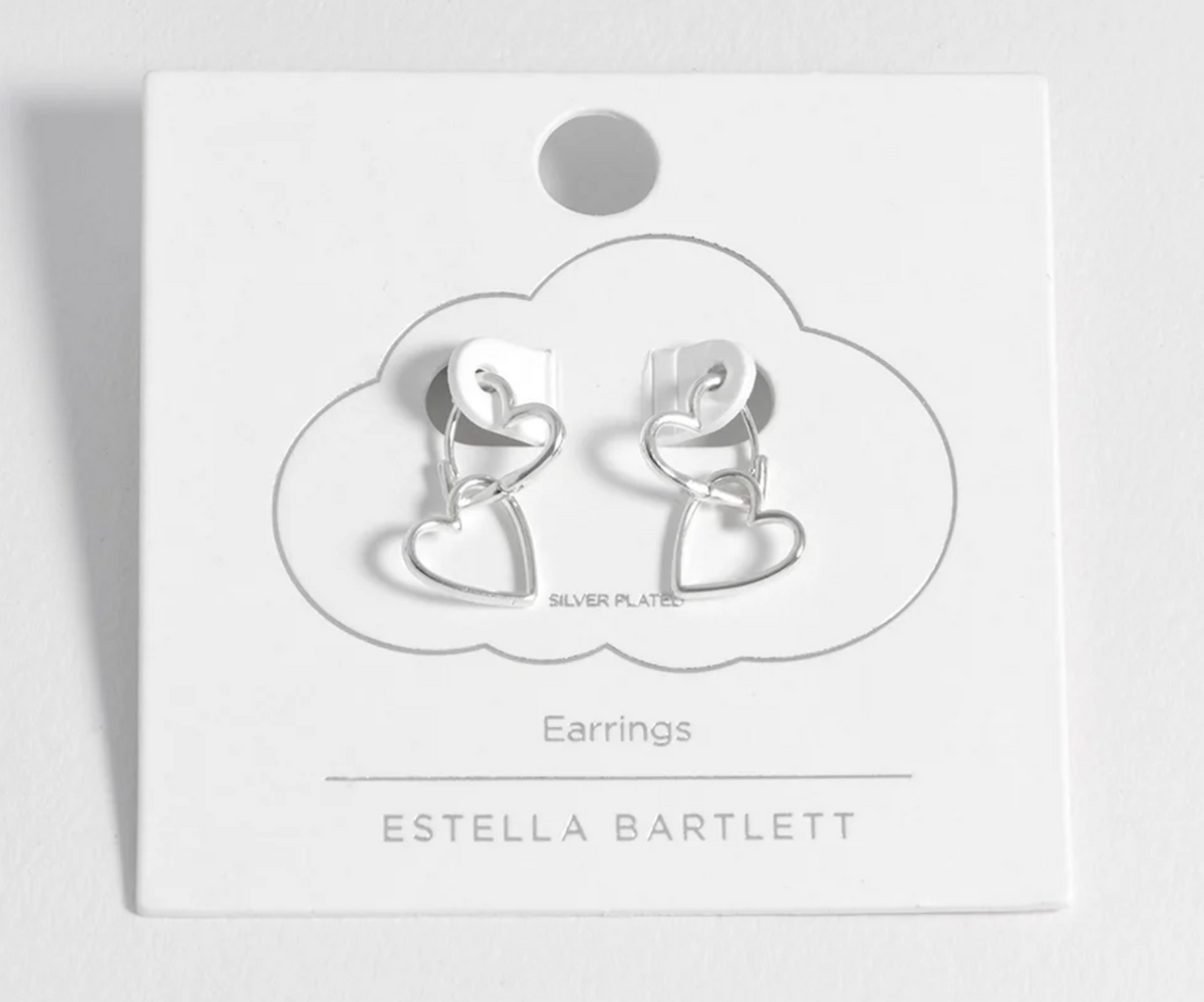 ESTELLA BARTLETT DOUBLE HEART HOOP EARRINGS