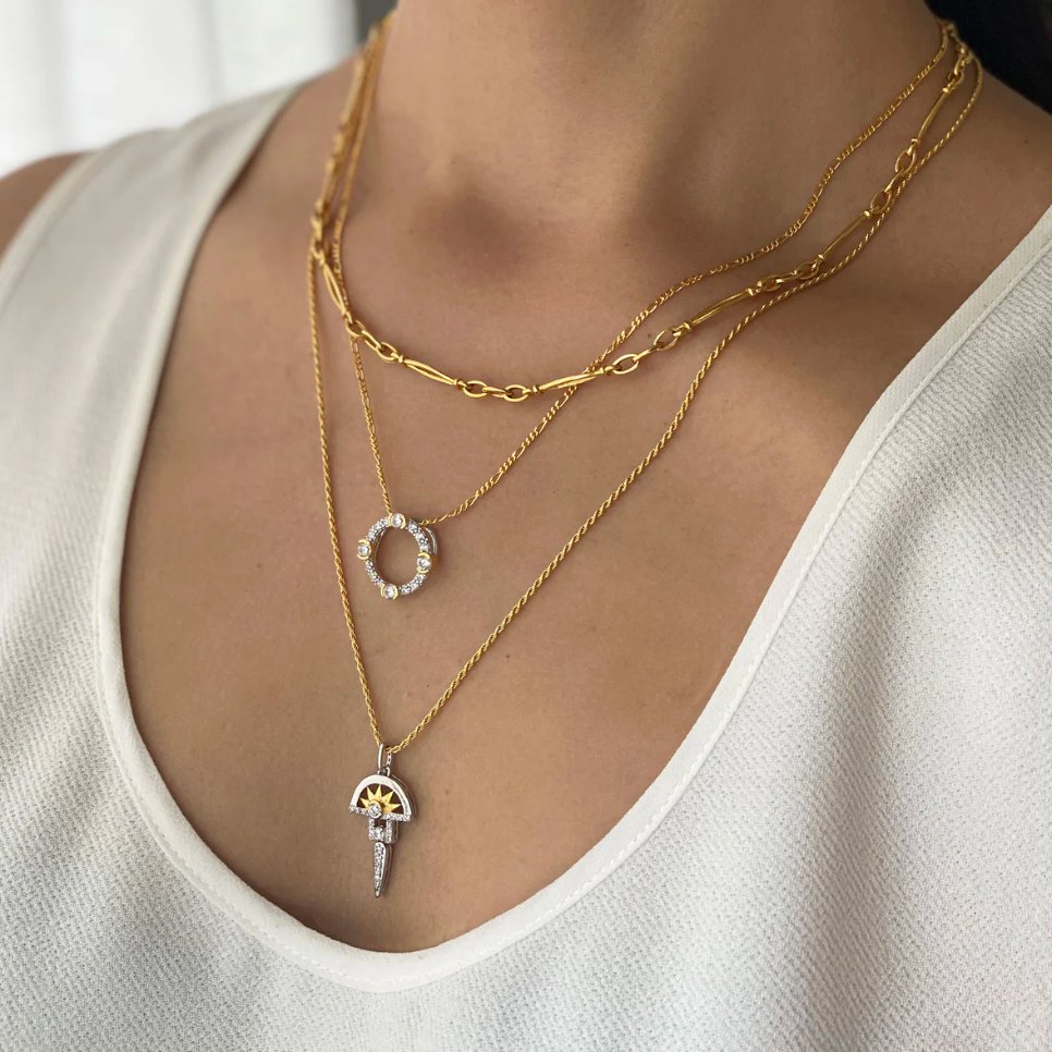 V BY LAURA VANN LUNA GOLD CIRCLE NECKLACE