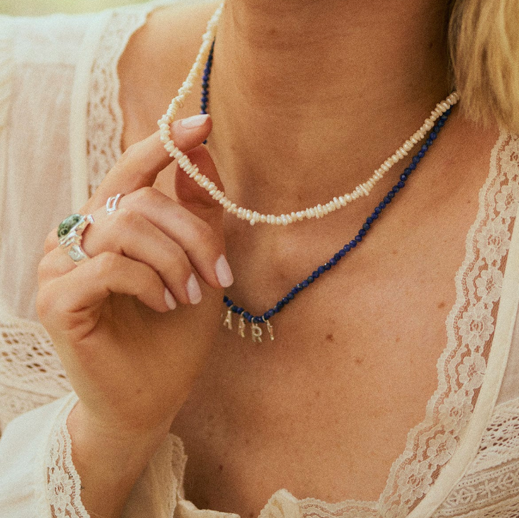 DAISY LONDON POLLY SAYER PEARL T-BAR NECKLACE