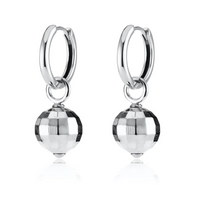 SCREAM PRETTY DISCO BALL CHARM HOOP EARRINGS