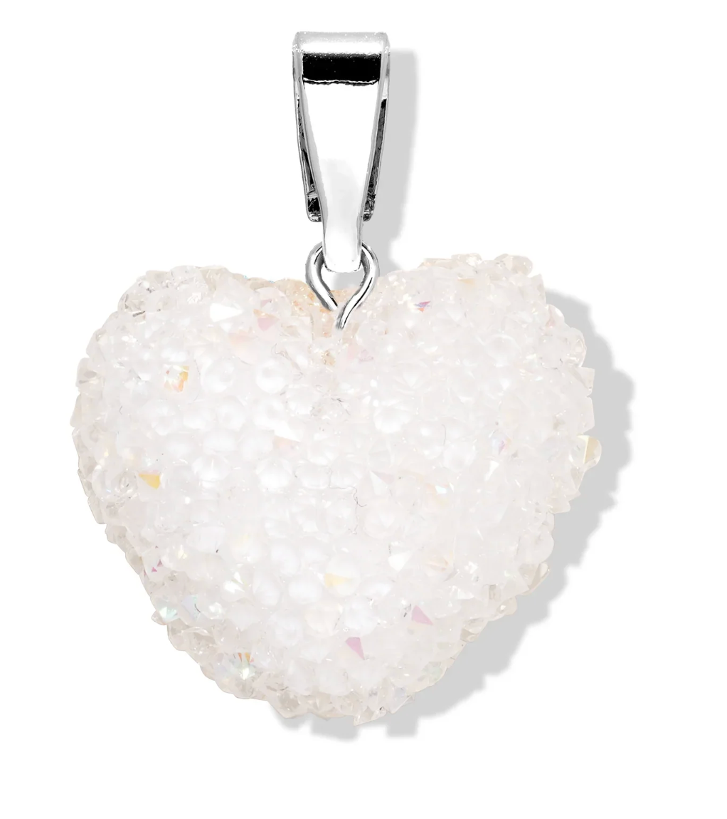 CRYSTAL HAZE CLOUD JELLY HEART CHARM SILVER PENDANT