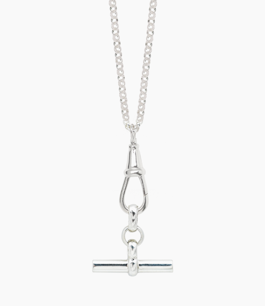 TILLY SVEAAS SMALL GOLD T BAR ON BELCHER CLIPT NECKLACE