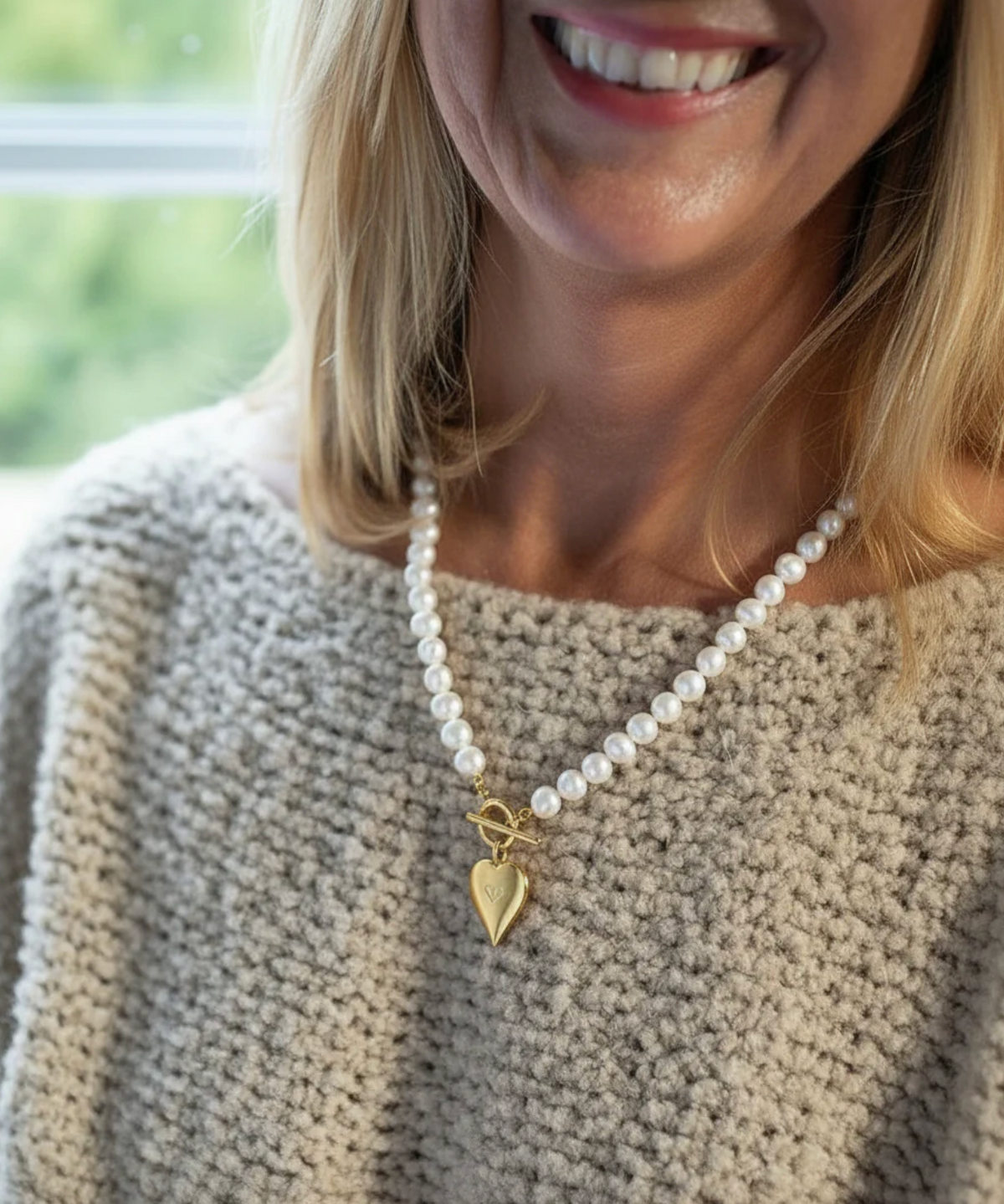 CLAUDIA BRADBY SIGNATURE HEART PEARL NECKLACE