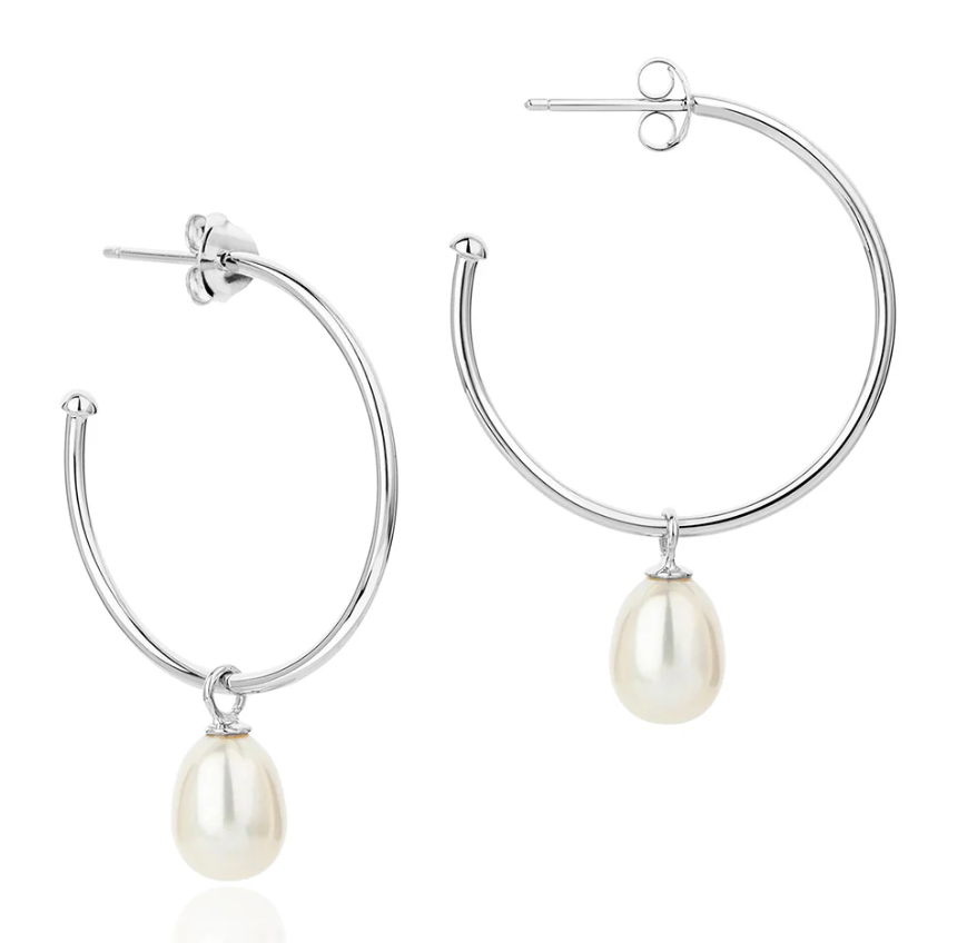 CLAUDIA BRADBY GOLD FAVOURITE HOOP WITH PEARL DROP