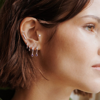 DAISY LONDON BAR + BALL HUGGIE HOOP EARRINGS
