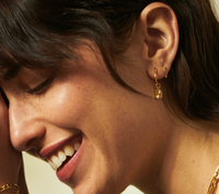 DAISY LONDON BAR + BALL HUGGIE HOOP EARRINGS