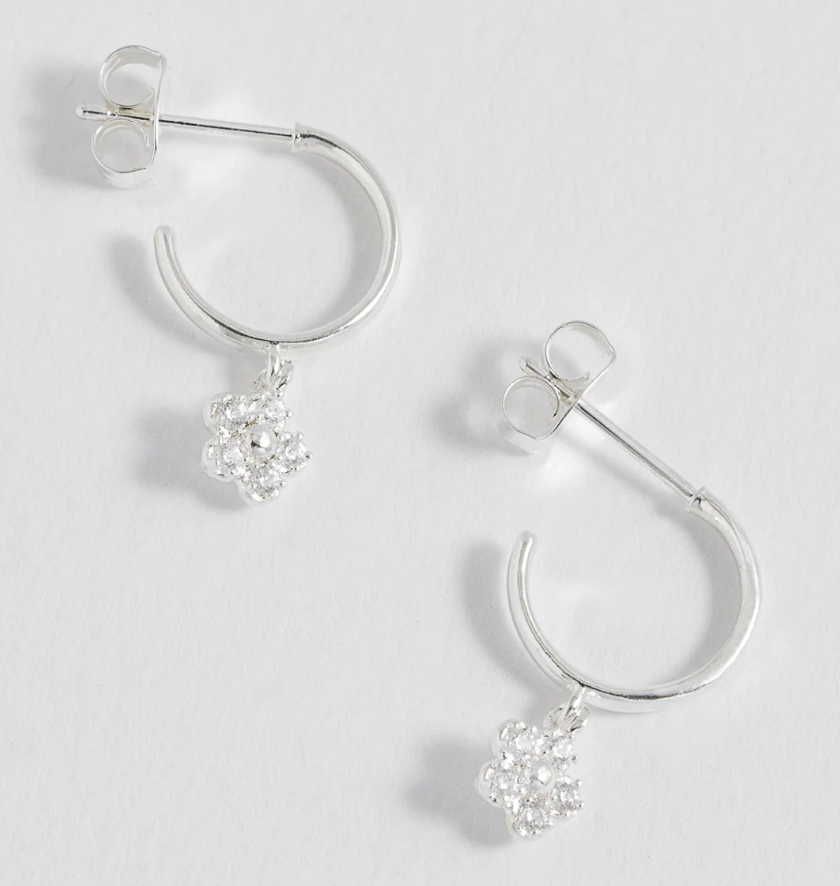 ESTELLA BARTLETT CZ FLOWER HOOP EARRINGS