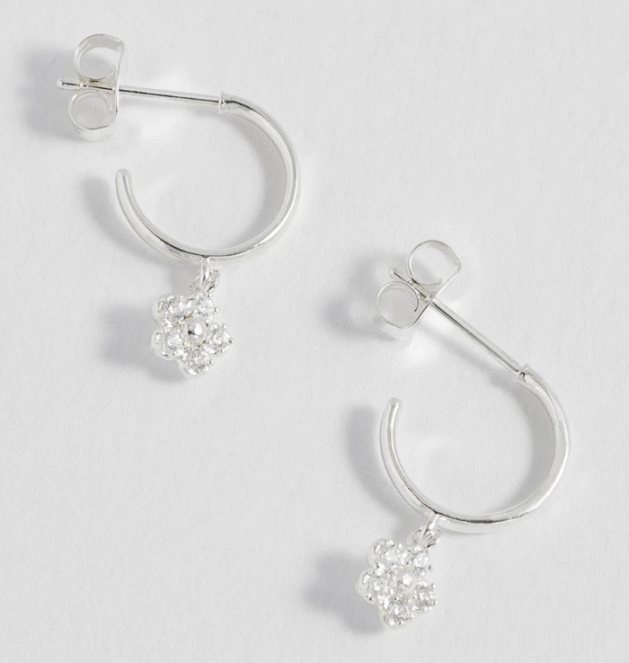 ESTELLA BARTLETT CZ FLOWER HOOP EARRINGS