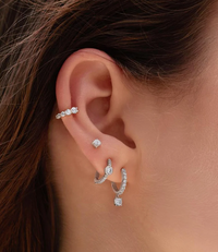 ANIA HAIE DANGLING SPARKLE HUGGIE HOOP EARRINGS