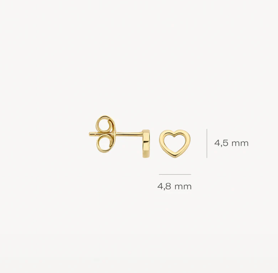 BLUSH 14K YELLOW GOLD OPEN HEART STUD EARRINGS