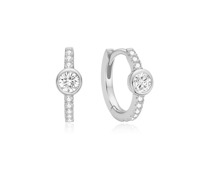 ANIA HAIE PAVÉ ROW & BEZEL-SET HUGGIE HOOP EARRINGS