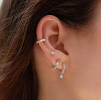 ANIA HAIE PAVÉ ROW & BEZEL-SET HUGGIE HOOP EARRINGS