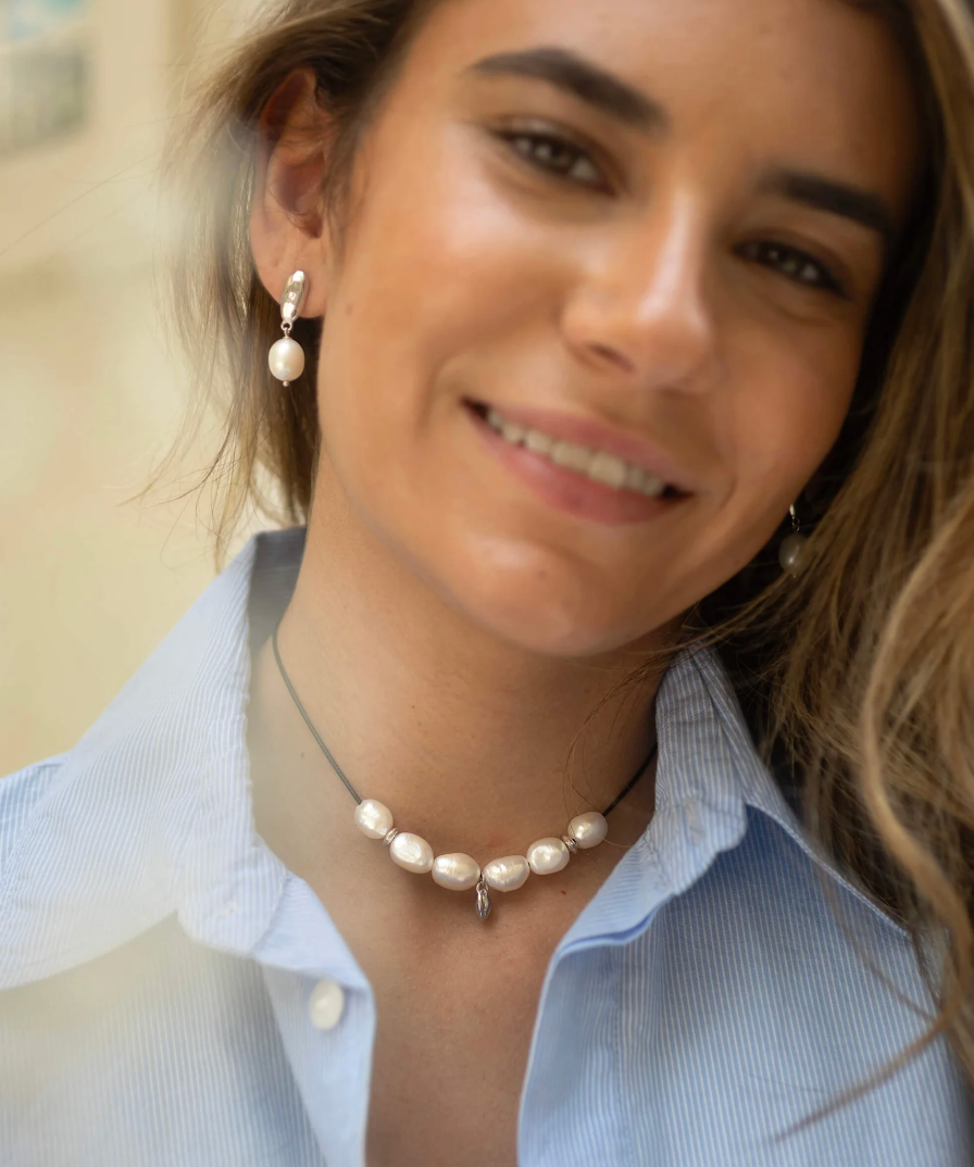 CLAUDIA BRADBY LARGE BAROQUE PEARL AND SEA CHARM NECKLACE