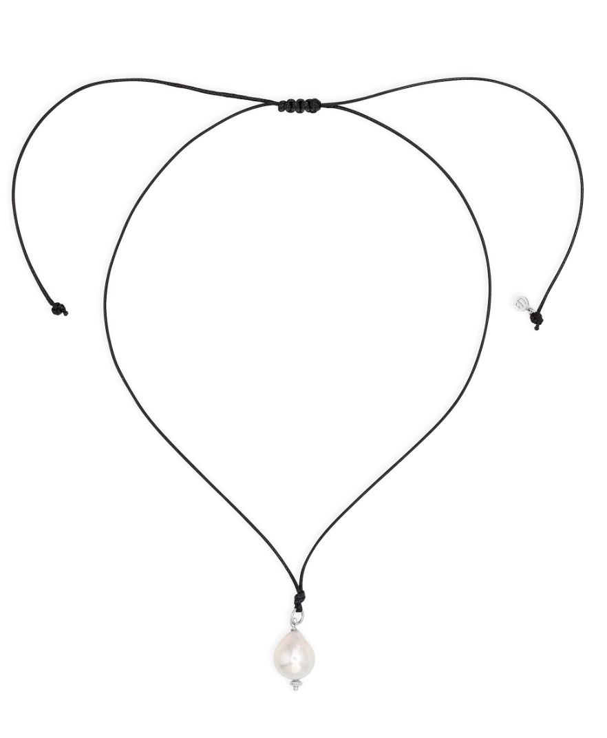 CLAUDIA BRADBY BAROQUE SILVER PEARL CORD NECKLACE