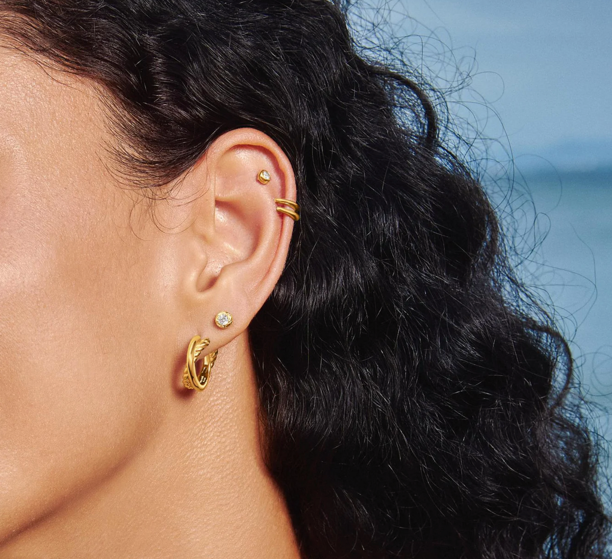 ANIA HAIE TEXTURED BEZEL-SET STUD EARRINGS