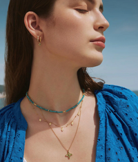 ANIA HAIE DANGLING MINT GREEN HUGGIE HOOP EARRINGS