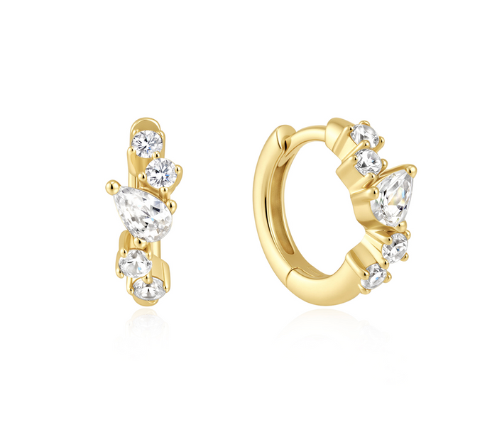 ANIA HAIE TEARDROP & ROUND ZIGZAG HUGGIE EARRINGS