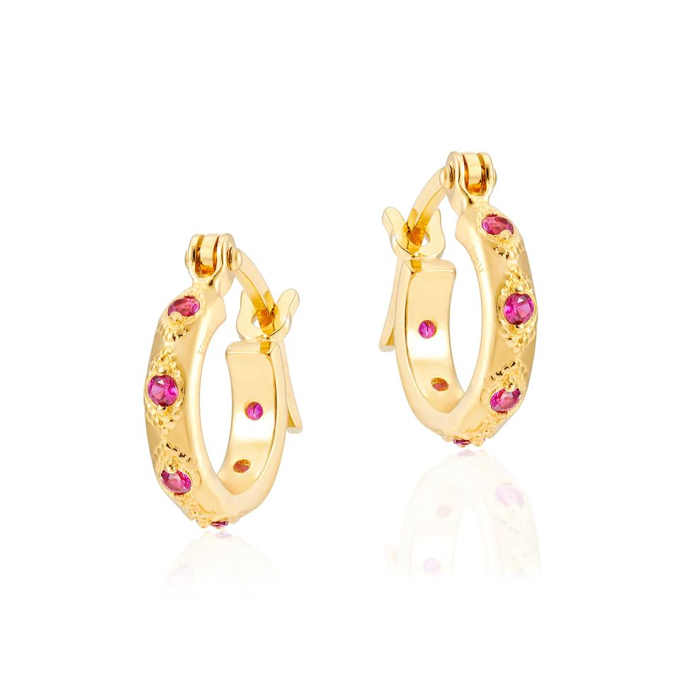 V BY LAURA VANN RED LENA HOOP EARRINGS