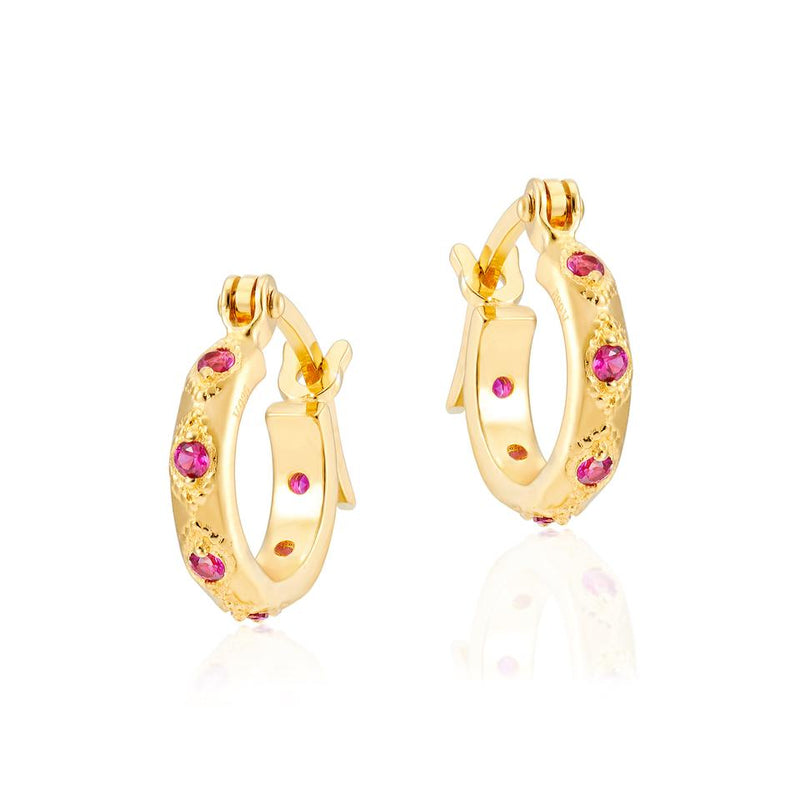 V BY LAURA VANN RED LENA HOOP EARRINGS