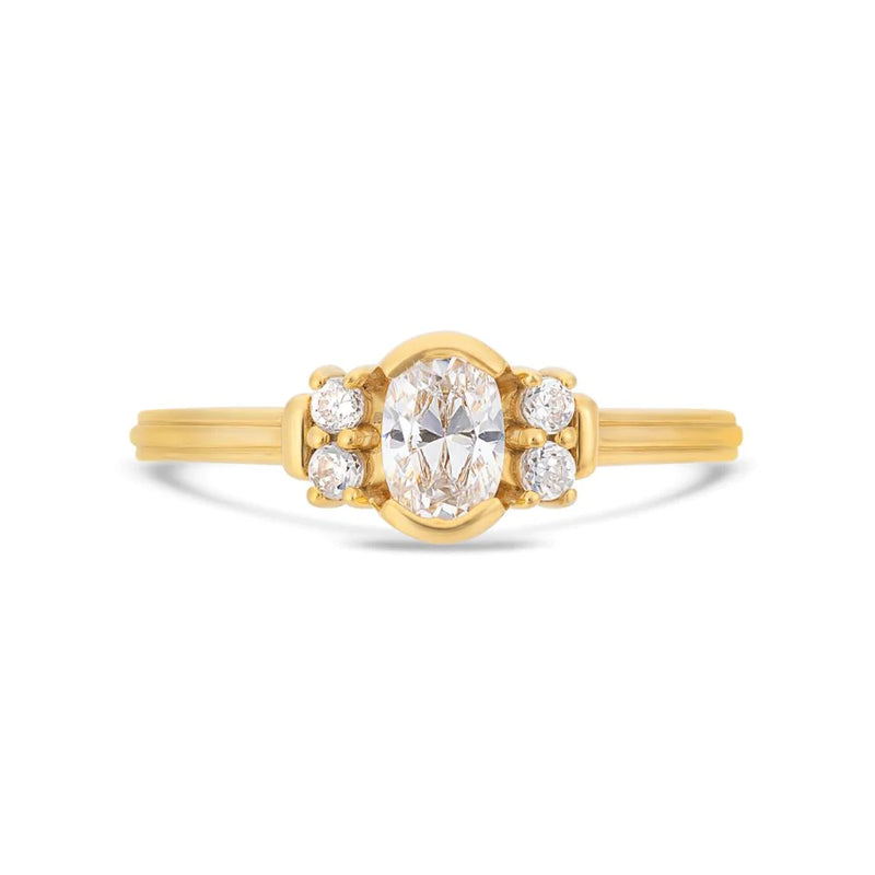V BY LAURA VANN DECO OVAL CUT SOLITAIRE DIAMOND RING