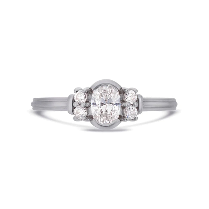 V BY LAURA VANN DECO OVAL CUT SOLITAIRE DIAMOND RING