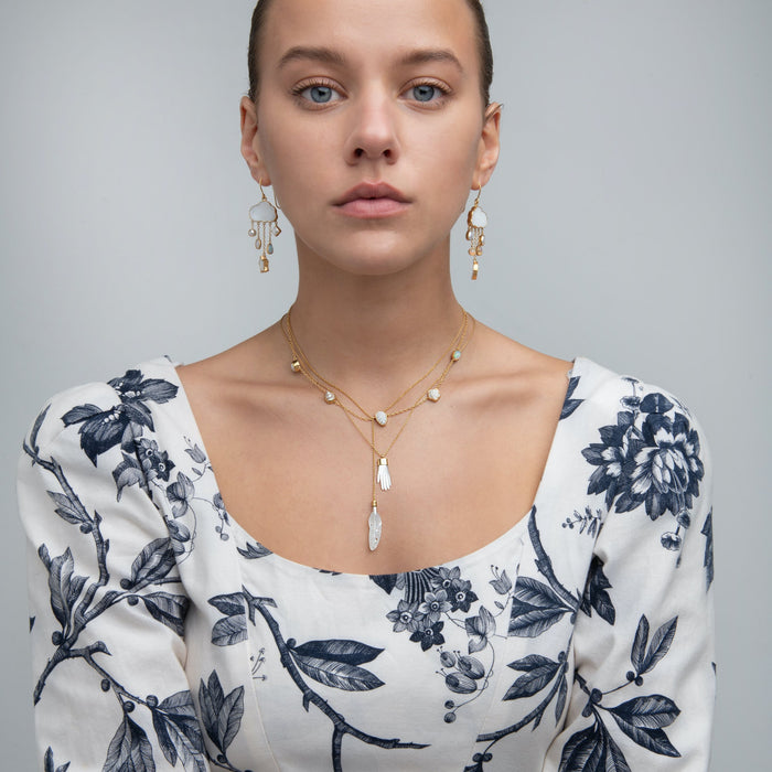 GRAINNE MORTON CLOUD & RAIN CHAIN DROP EARRINGS