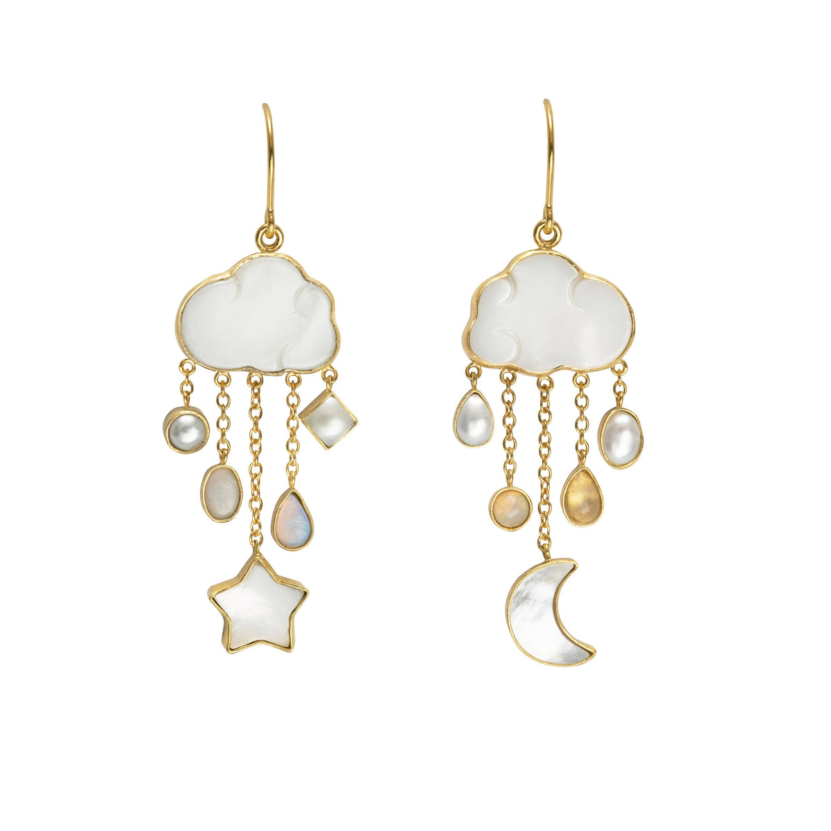 GRAINNE MORTON CLOUD & RAIN CHAIN DROP EARRINGS