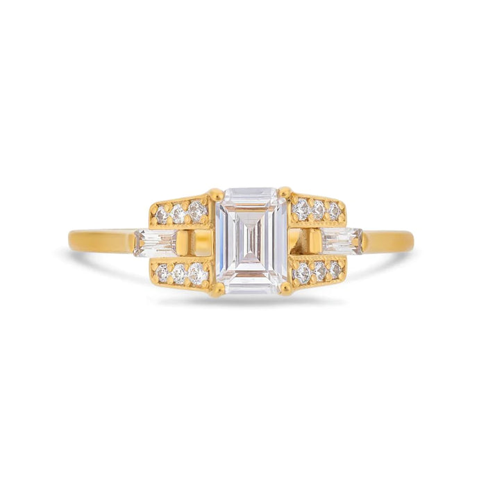 V BY LAURA VANN EMERALD CUT DIAMOND BUCKLE RING