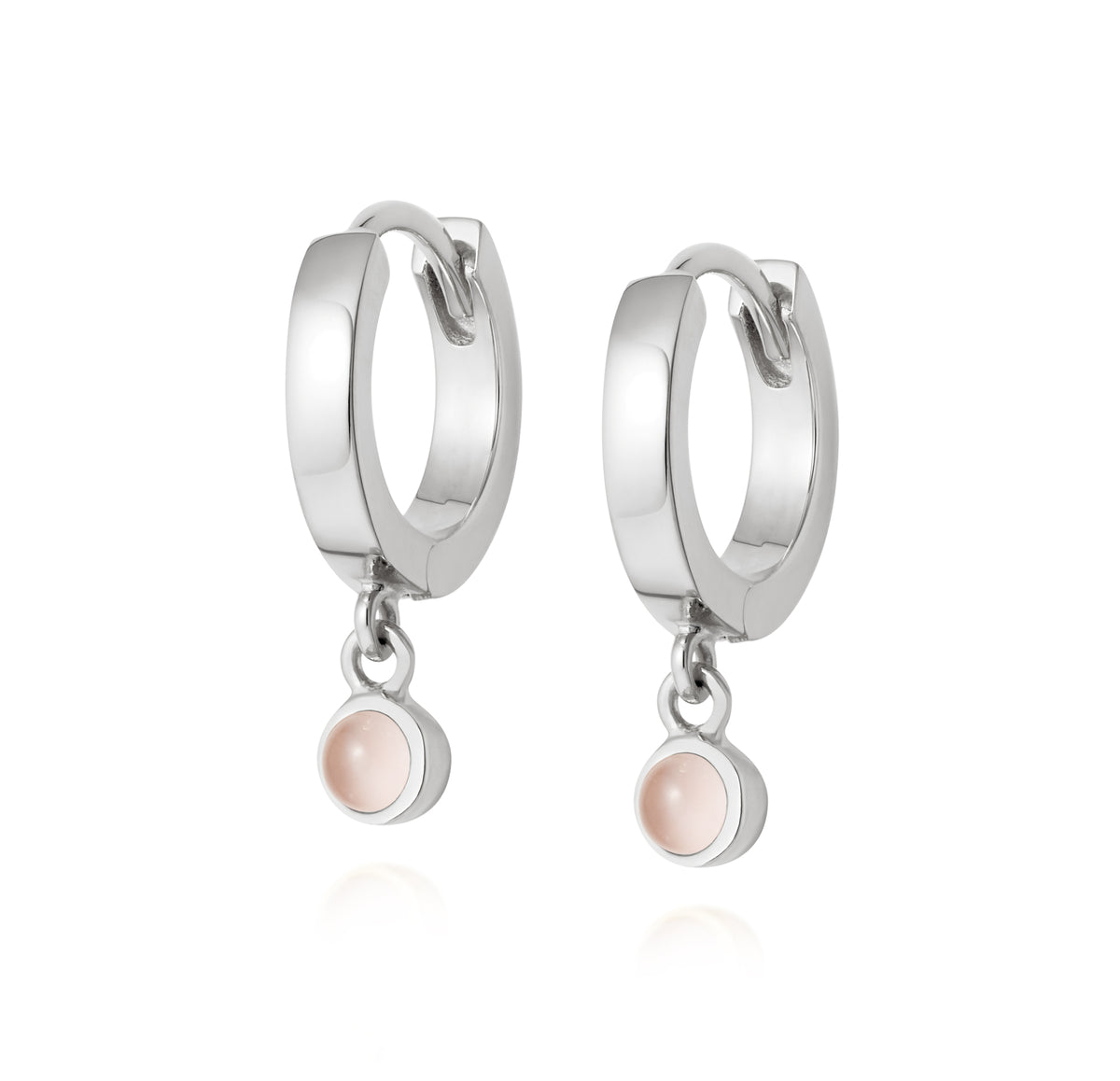 DAISY LONDON ROSE QUARTZ HEALING STONE HUGGIE EARRINGS