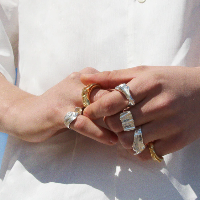 HANNAH BOURN TEXTURED FRAGMENTED SHELL RING 