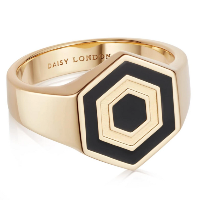 DAISY LONDON HEXAGON PALM SIGNET RING