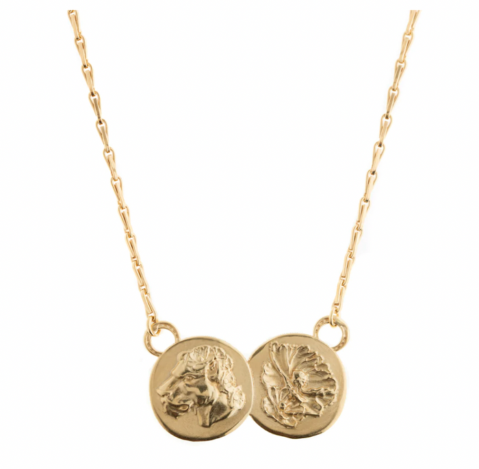 MIKAELA LYONS LIONESS DOUBLE COIN PENDANT