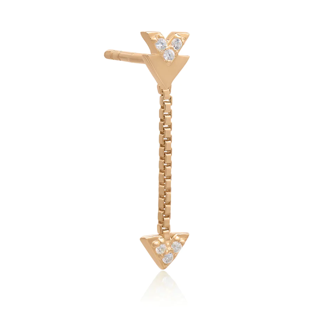 RACHEL JACKSON SINGLE LOVESTRUCK DIAMOND ARROW DROP EARRING