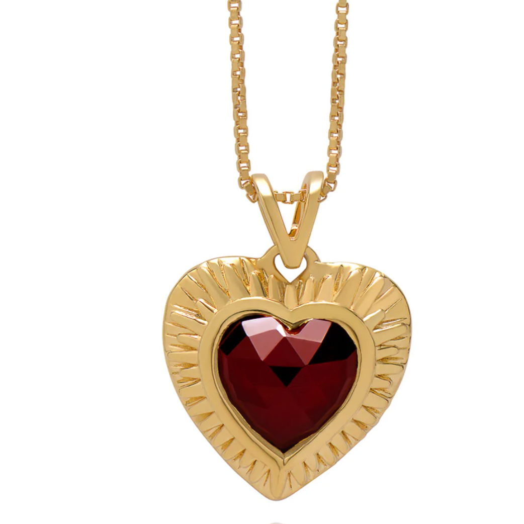 RACHEL JACKSON ELECTRIC LOVE GARNET HEART NECKLACE