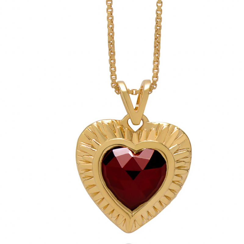 RACHEL JACKSON ELECTRIC LOVE GARNET HEART NECKLACE