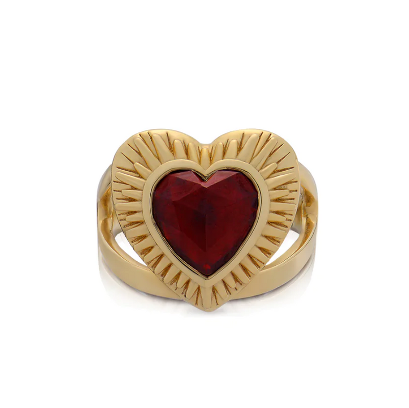 RACHEL JACKSON ELECTRIC LOVE STATEMENT GARNET HEART RING