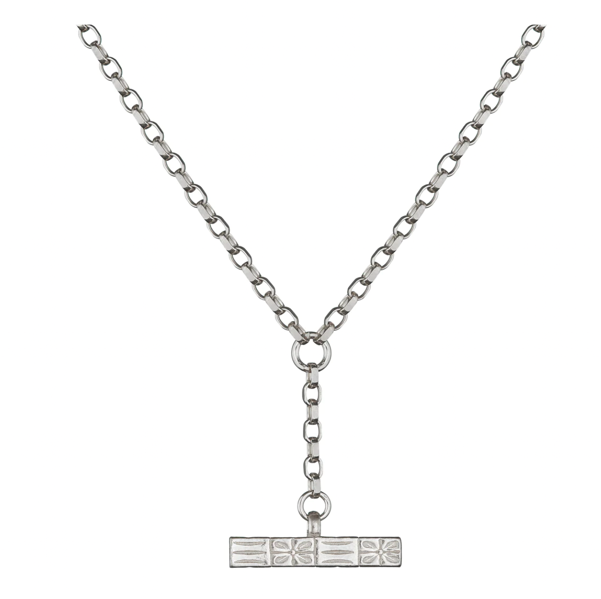 MIKAELA LYONS CHECKERBOARD T-BAR PENDANT NECKLACE