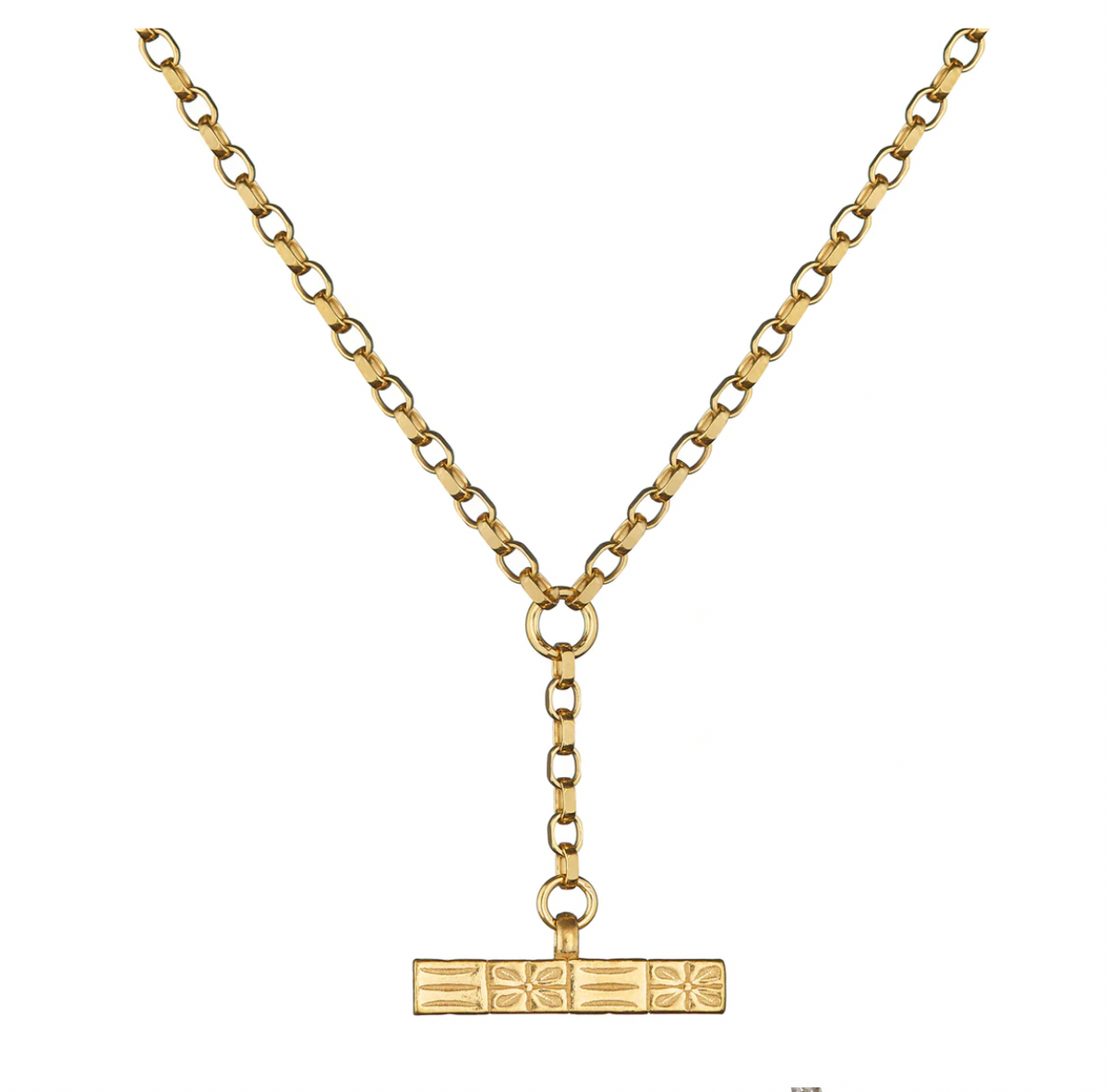 MIKAELA LYONS CHECKERBOARD T-BAR PENDANT NECKLACE