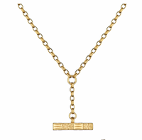 MIKAELA LYONS CHECKERBOARD T-BAR PENDANT NECKLACE