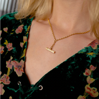 MIKAELA LYONS CHECKERBOARD T-BAR PENDANT NECKLACE