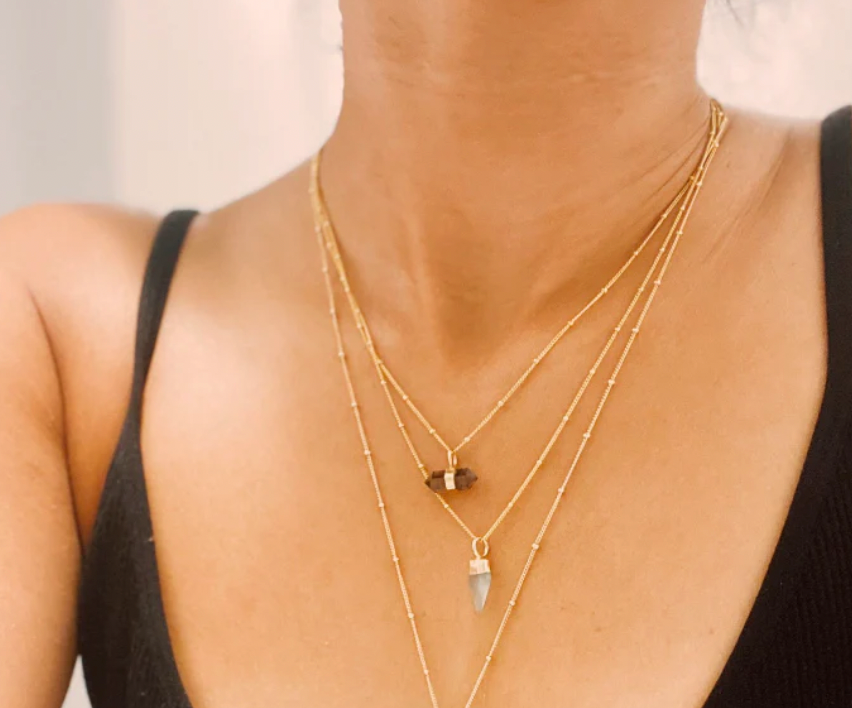 HARRY ROCKS SMOKY QUARTZ MINI PENDANT NECKLACE